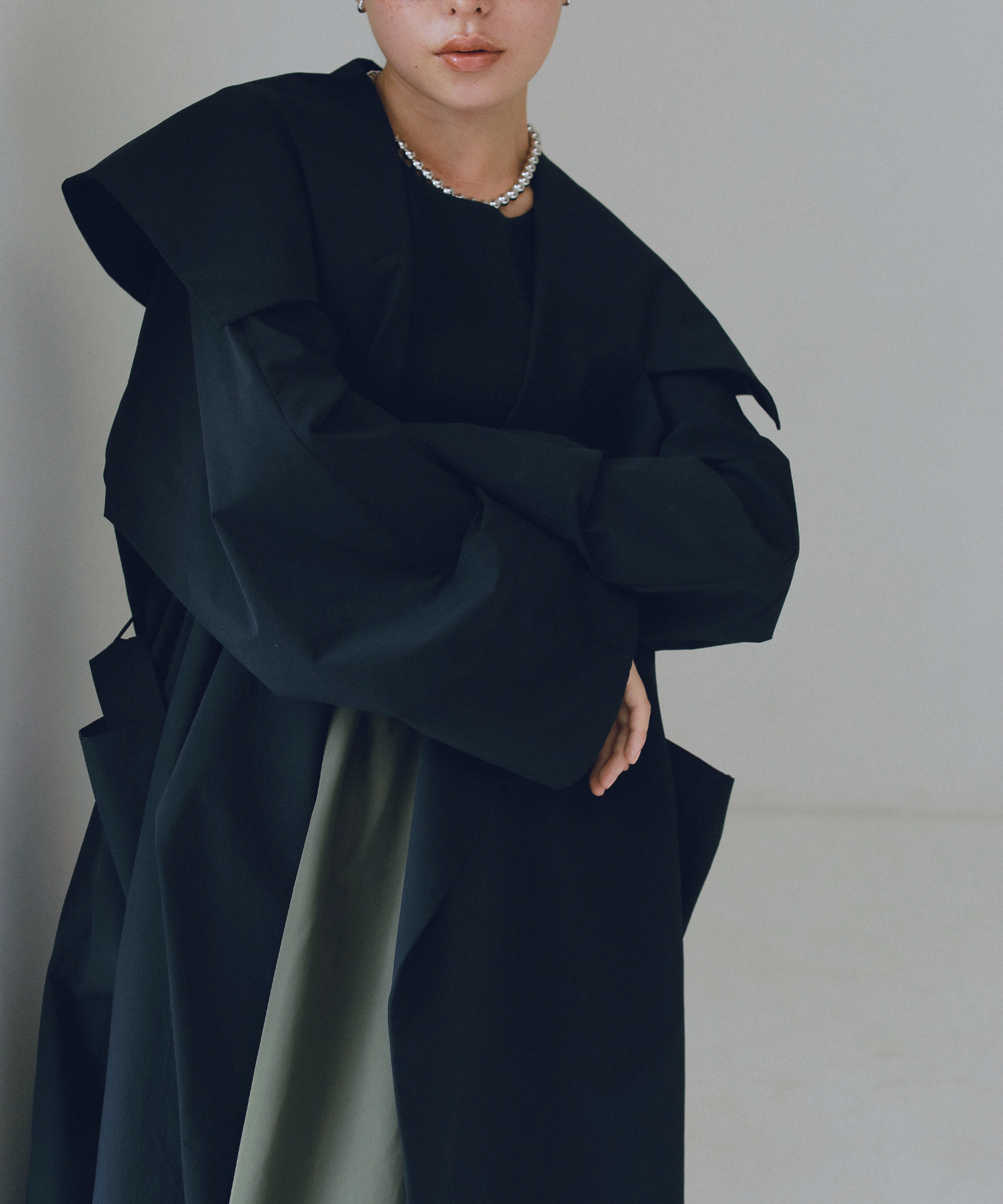 LASHIKU　Light Volume Collar Trench Coat Light Volume Collar Trench Coat / NVY – LASHIKU