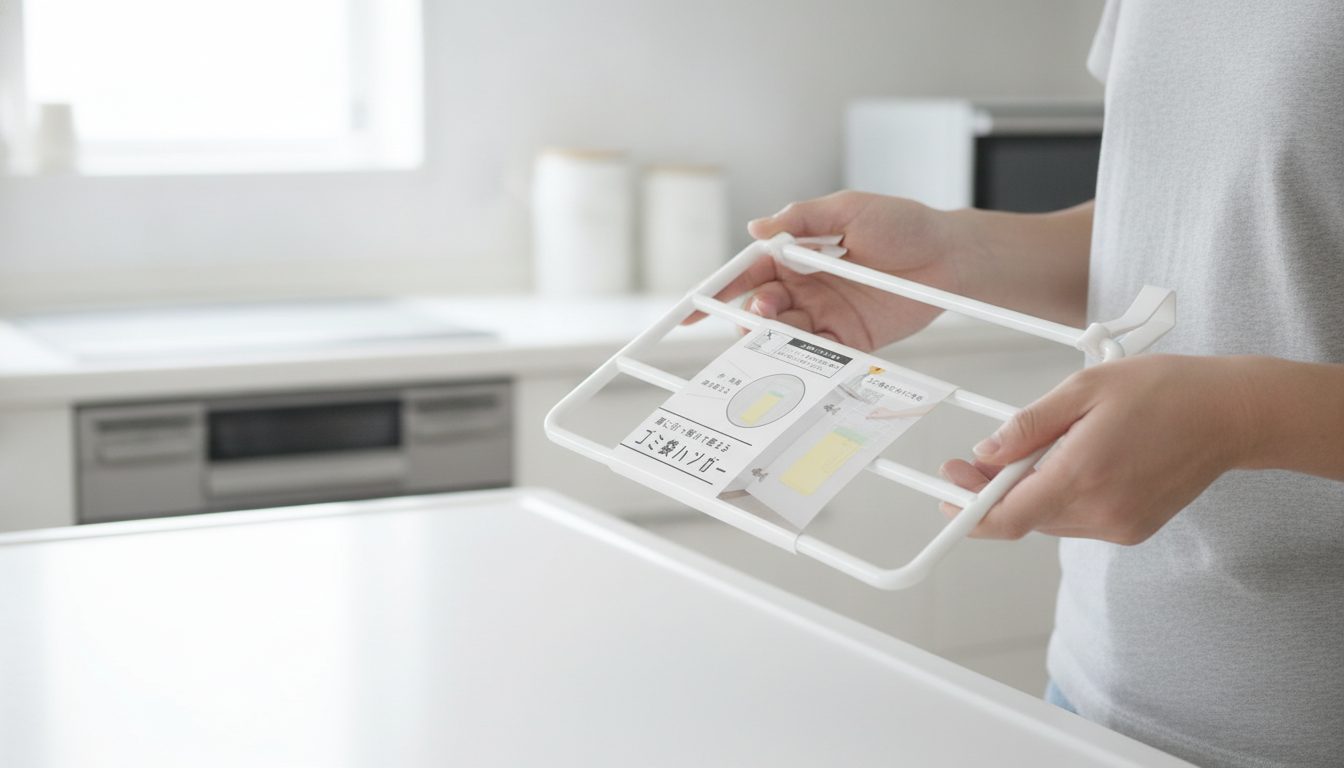 100均 ゴミ袋ホルダー キッチンで使用している様子